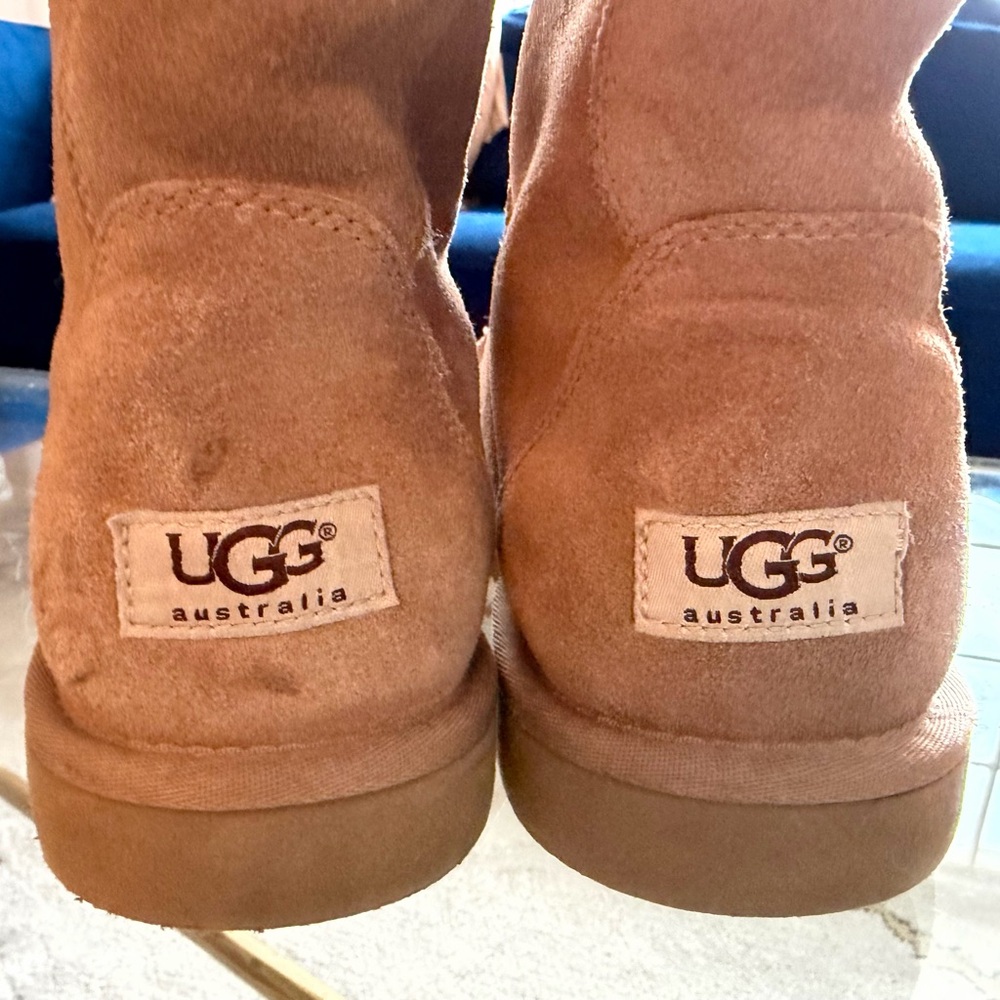 Ugg Downtown 5210 Chestnut Camel Light Brown Suede Sheepskin Tall Boots 8M - Picture 3 of 10